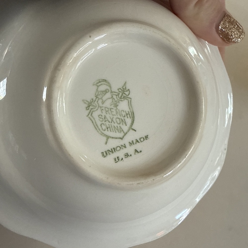 Vintage French Saxon China Co Demitasse Tea Cups & Saucers Set 2 Replacement - Picture 5 of 14